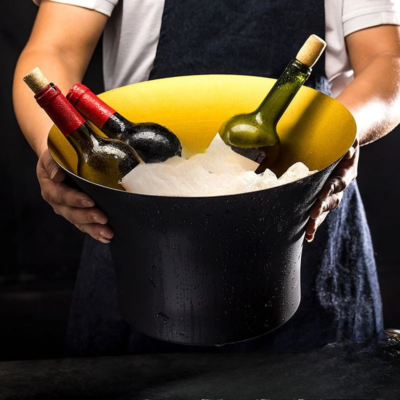 New Creative Stainless Steel Light Luxury Household Nordic Red Wine Champagne Barrel Bar KTV Ice Wine Basin Yuanbao Red