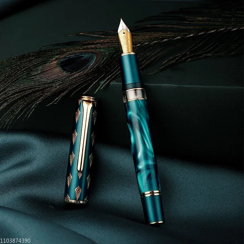 Hongdian N7 Beautiful Fountain Pen Blue EF/F 0.38/0.5MM Writing Ink Pen Smooth Writing Office Gift Stationery School Supplies