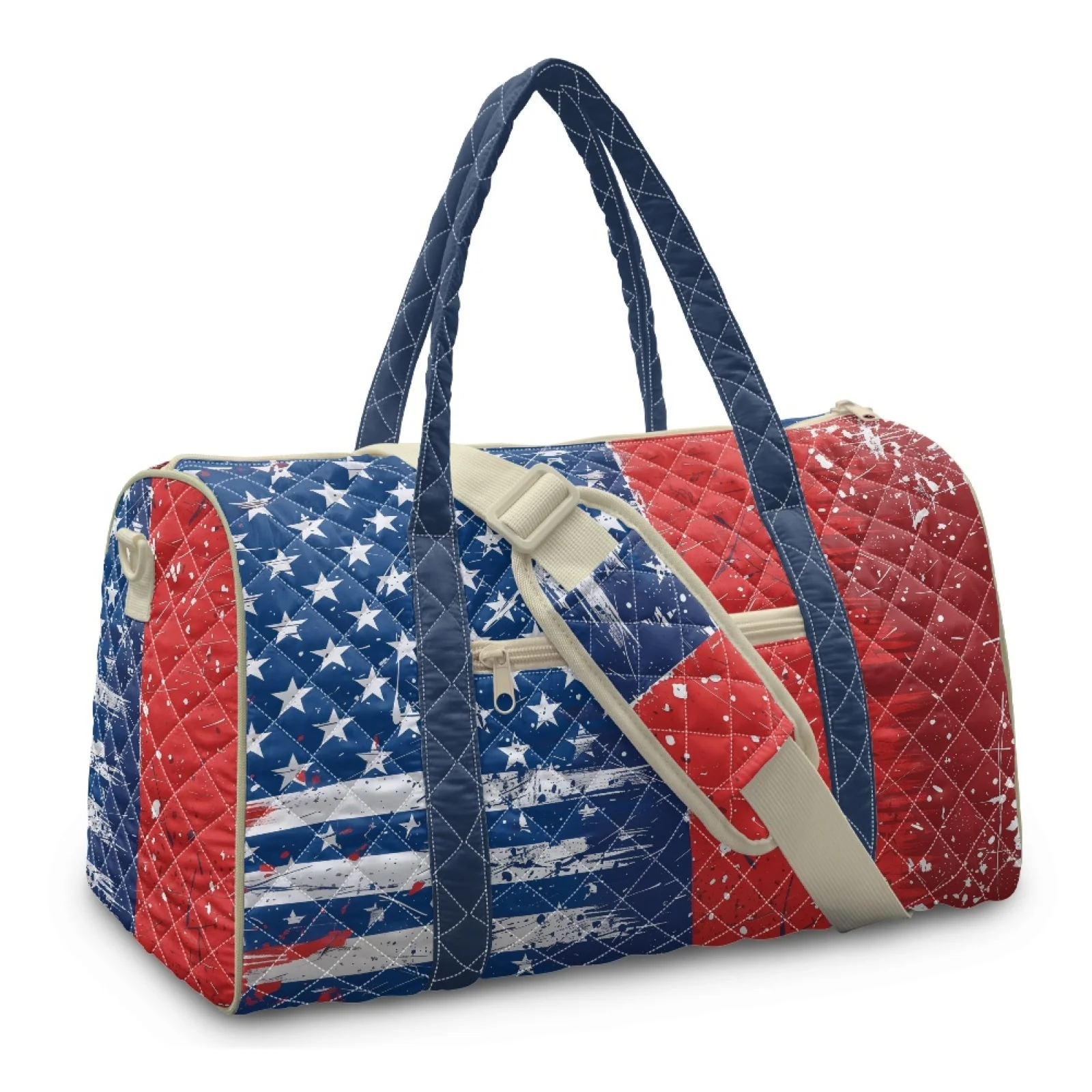 Coloranimal Lightweight Gym Duffle Versatile Quilted Duffle Bag for Beach Ladies American Flag New Trend