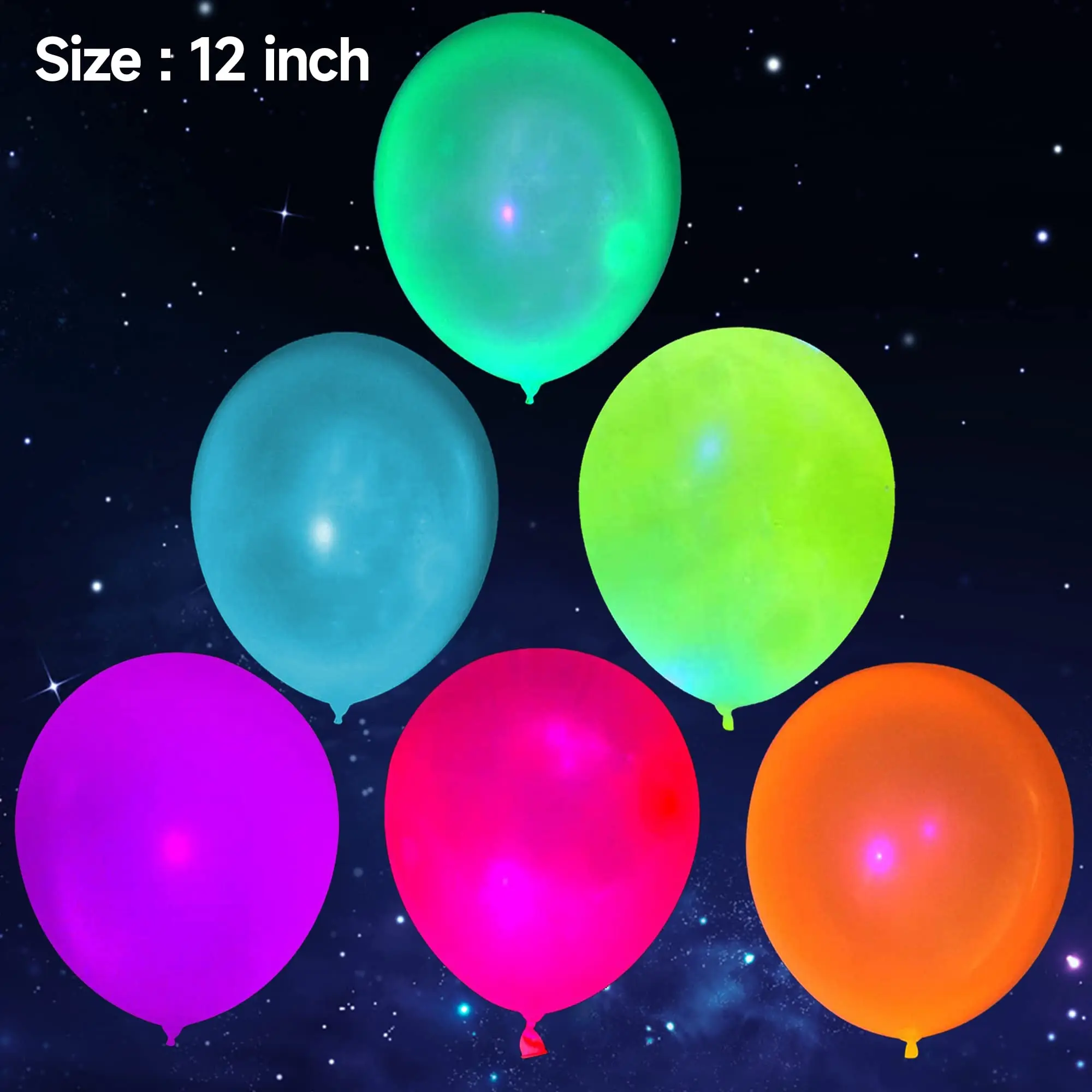 Lot De 100 Ballons Fluorescents Réactifs à Lumière Noire - Décoration Anniversaire Et Mariage