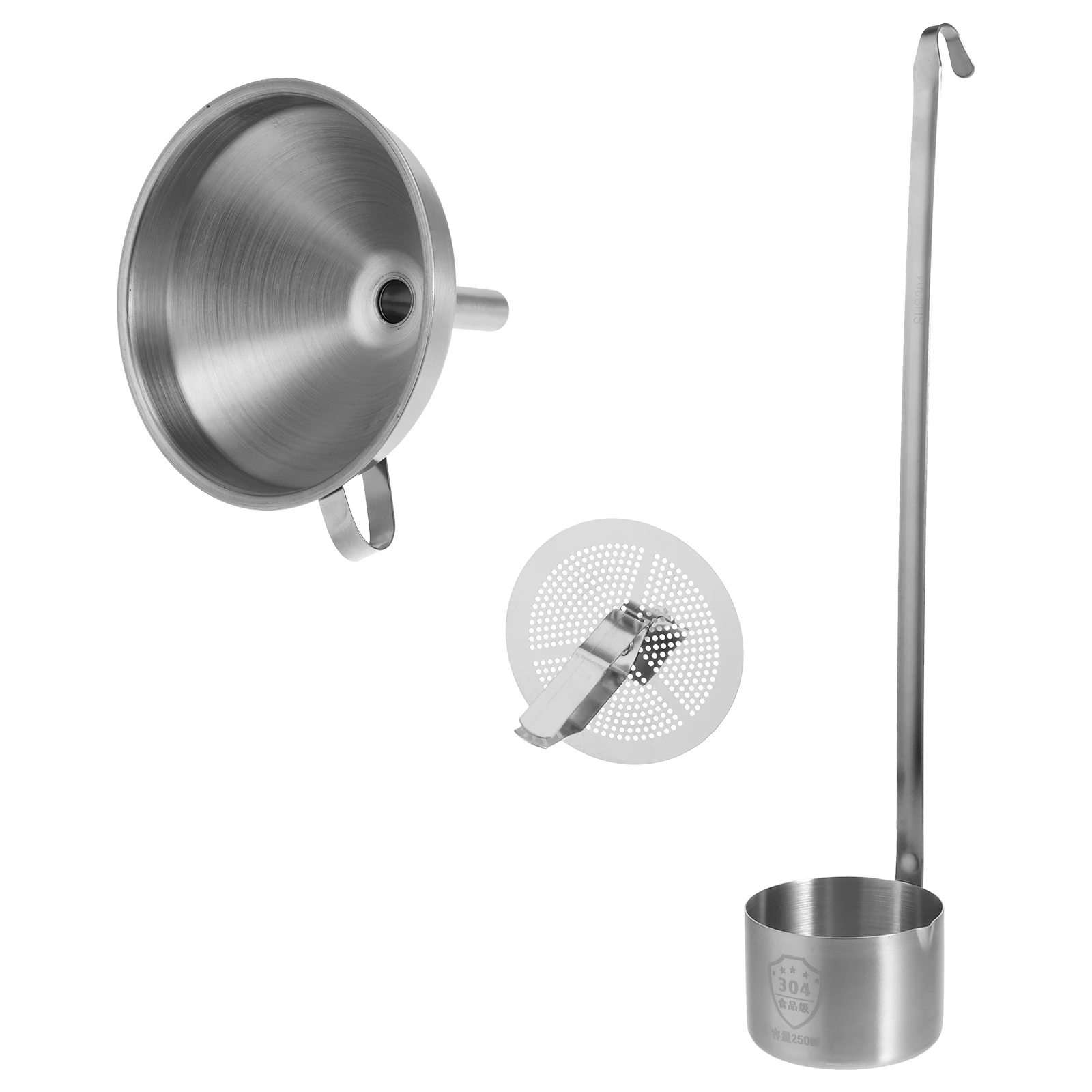 

1 Set Funnel Set Stainless Steel Sauce Ladle Long Spoon Kitchen Gadget Easy Use Red Wine Edible Oil Soy Sauce Liquid