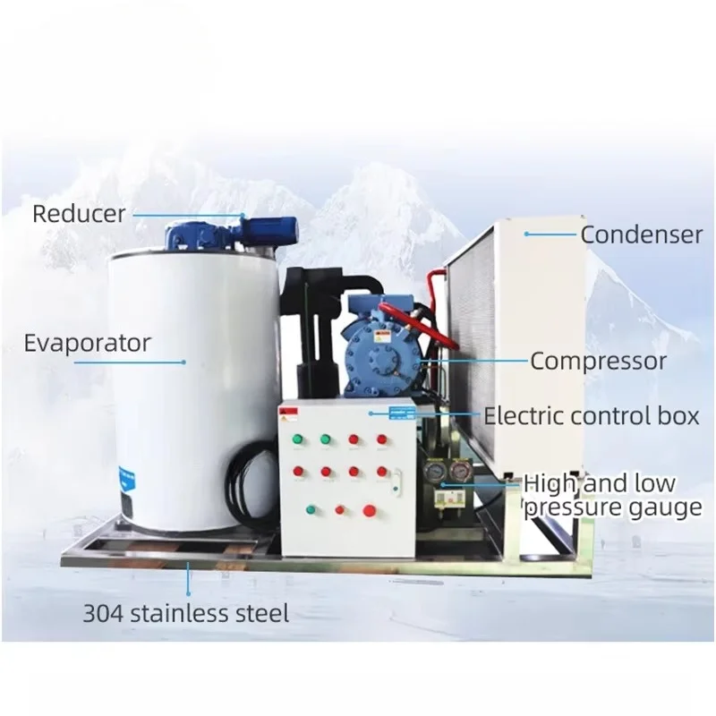 Industrial Flake Ice Machine 1000kg-15t Capacity 5.3KW Power 1 Year Warranty Competitive Price
