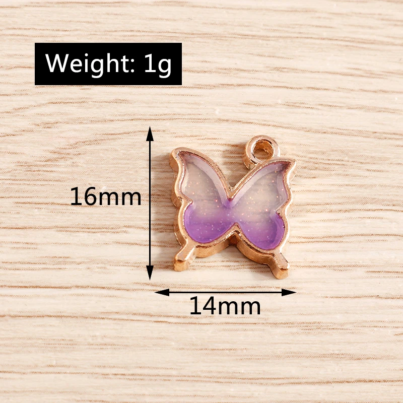 Tusember 20 Stück 14 x 16 mm Emaille-Anhänger mit Farbverlauf, Schmetterlingsanhänger für Tropfenohrringe, Armbänder, DIY-Schmuckherstellung, Zubehör – Detail 2