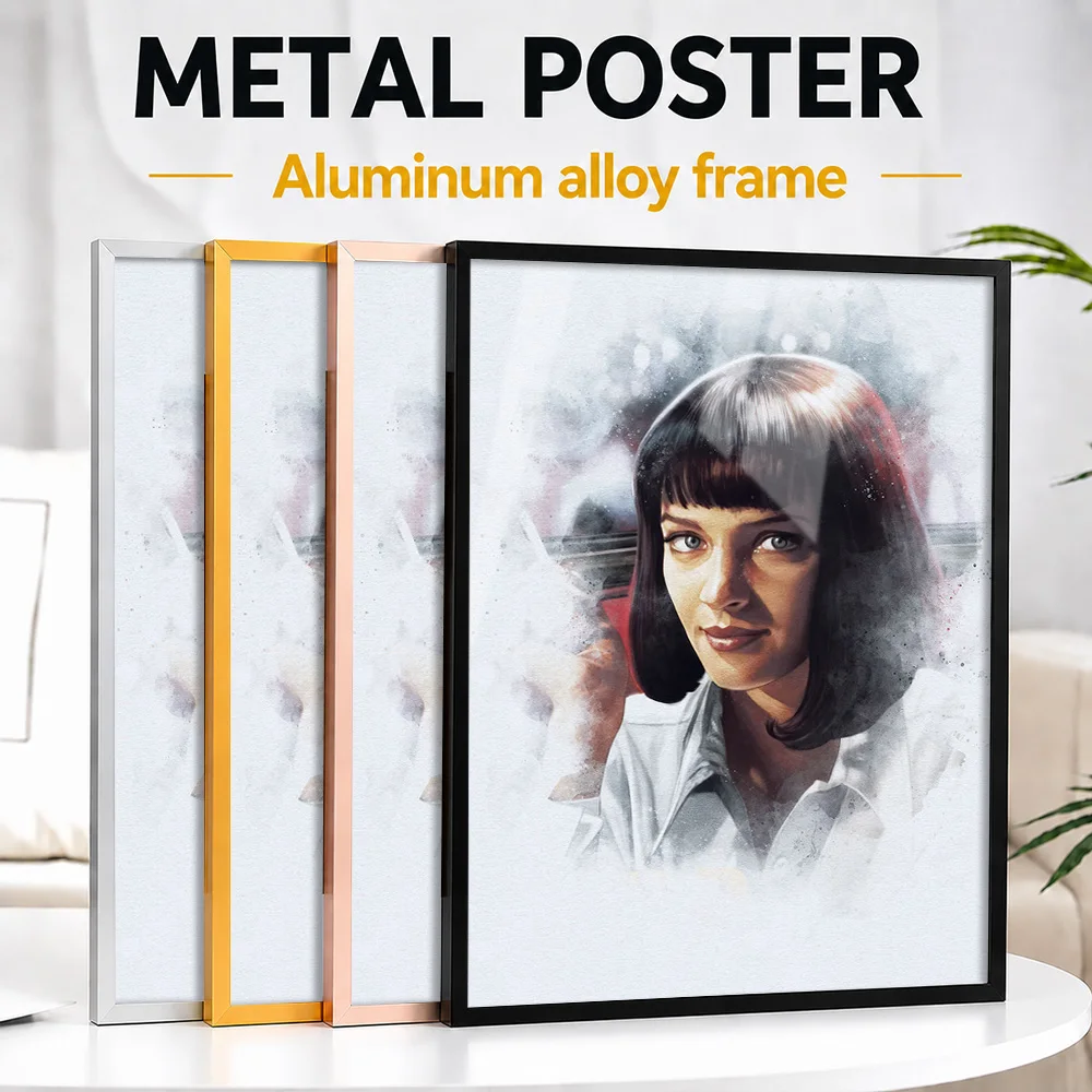 Uma Thurman Portrait Metal Poster With Aluminum Alloy Frame Customized Watercolor Style Wall Art For Living Room And Bedroom