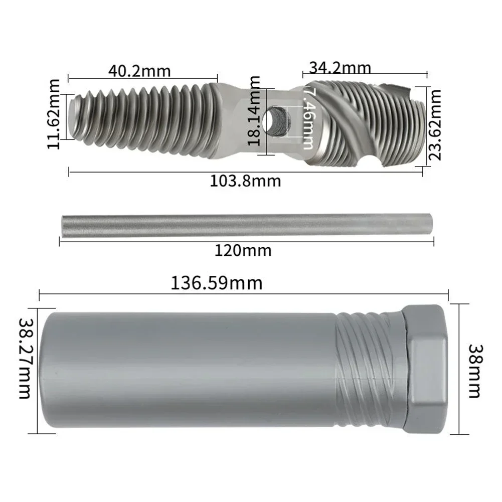 Imagem -04 - Polegada Cabeça Dupla Rosqueada Extrator de Tubulação de Água Brocas Parafuso Remoção Reparador Tubo de Água Danificado Parafusos Extrator 1