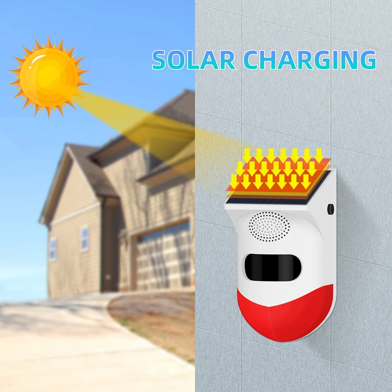 Wireless Solar Strobe Siren 433MHz Waterproof Outdoor Motion Alarm Just For Our G50 / T90 Home Burglar Wifi GSM Alarm System