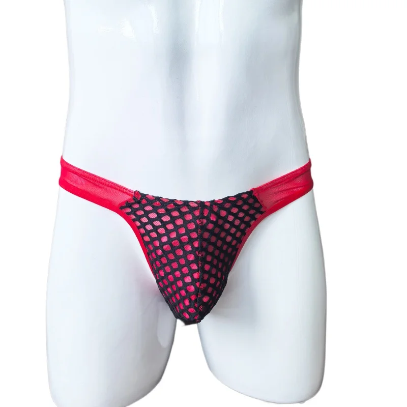 Men's Briefs Mesh Stitching Pouch Underwear Hollow Translucent Sexy Jockstrap Low-Waist Panties For Man Bikini Slip Homme