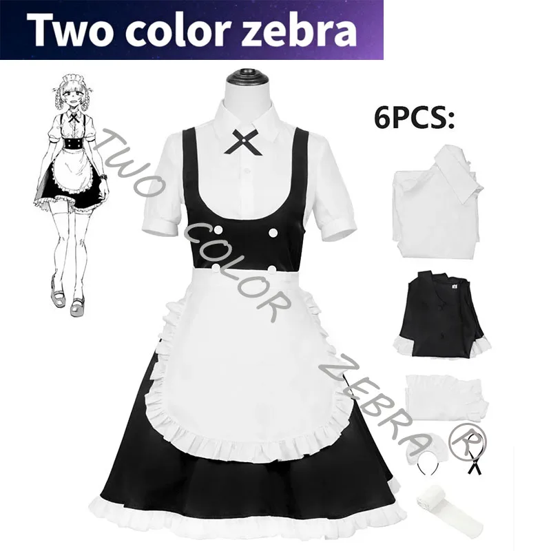 

Anime CALL OF THE NIGHT Nanakusa Nazuna Cosplay Costume Unisex Cool Black White Maid Dress Wig Loli Maid Halloween Suit Adult
