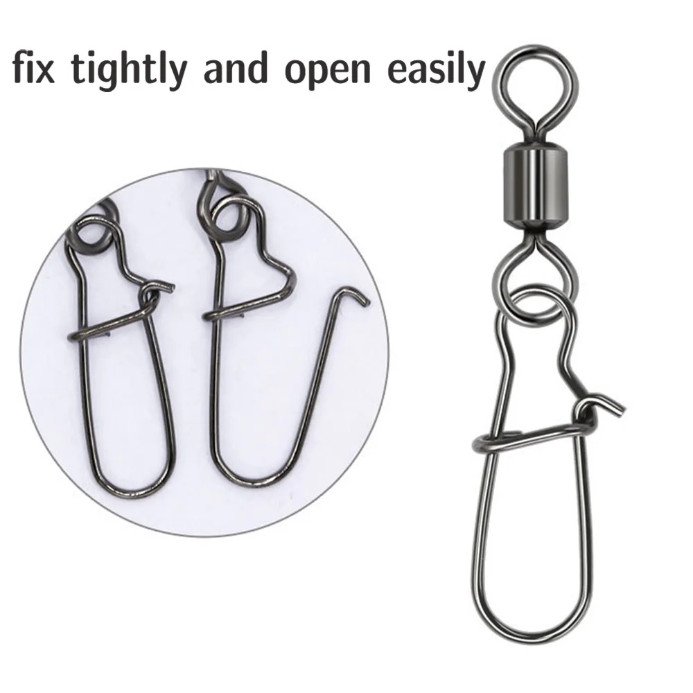 Conector de pressão giratório, pino de aço inoxidável, rolamento, anel em forma de 8, equipamento de pesca, isca, conexão de fio, acessórios de pesca
