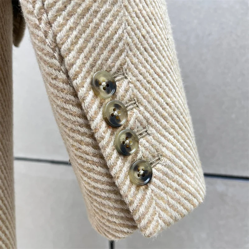 Damski trencz 2026 Dwurzędowy, dopasowany, z klapami, długa kurtka, mieszanka wełny, wiatrówka, casualowy płaszcz damski, odzież wierzchnia w stylu y2k