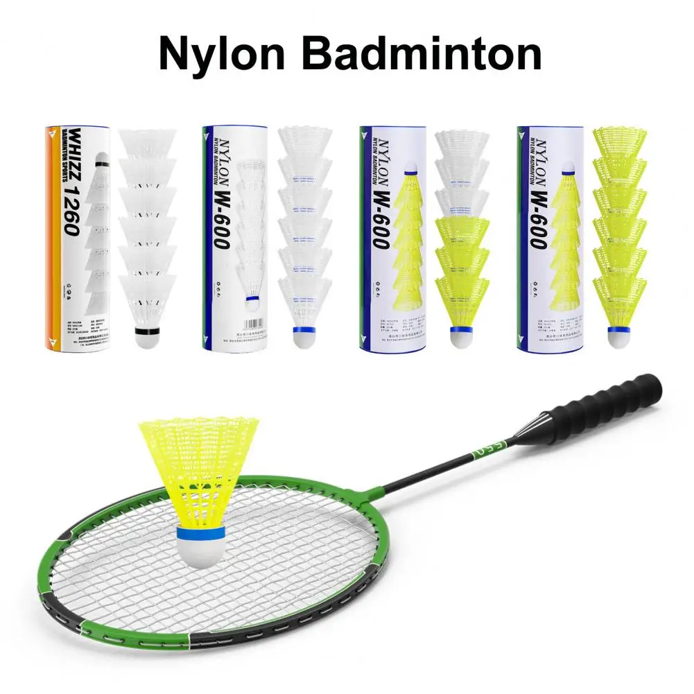 6 Pack Nylon Badminton Shuttlecocks Birdies Nylon Feather Shuttlecocks Badminton Balls Sports Training Shuttlecocks