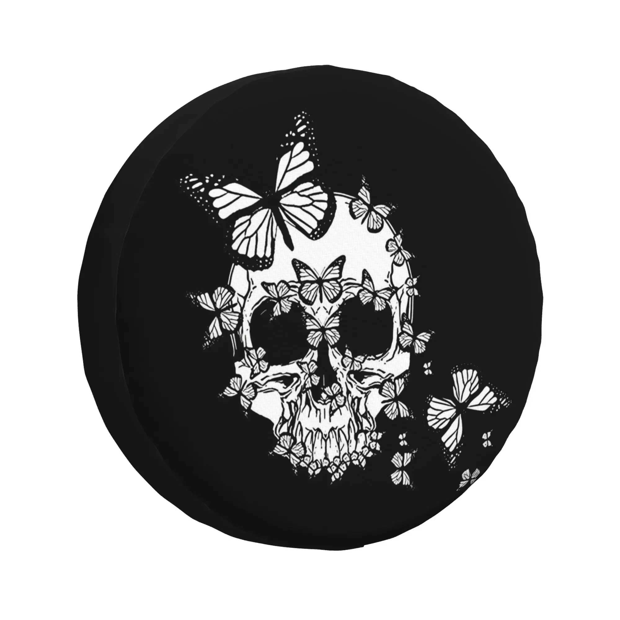 Butterfly Skulls Proof Wheel Tire Cover Wheel Cover Auto Car Accesorios for Men Women Vehiles 14-17 Inch Halloween Tire Cover