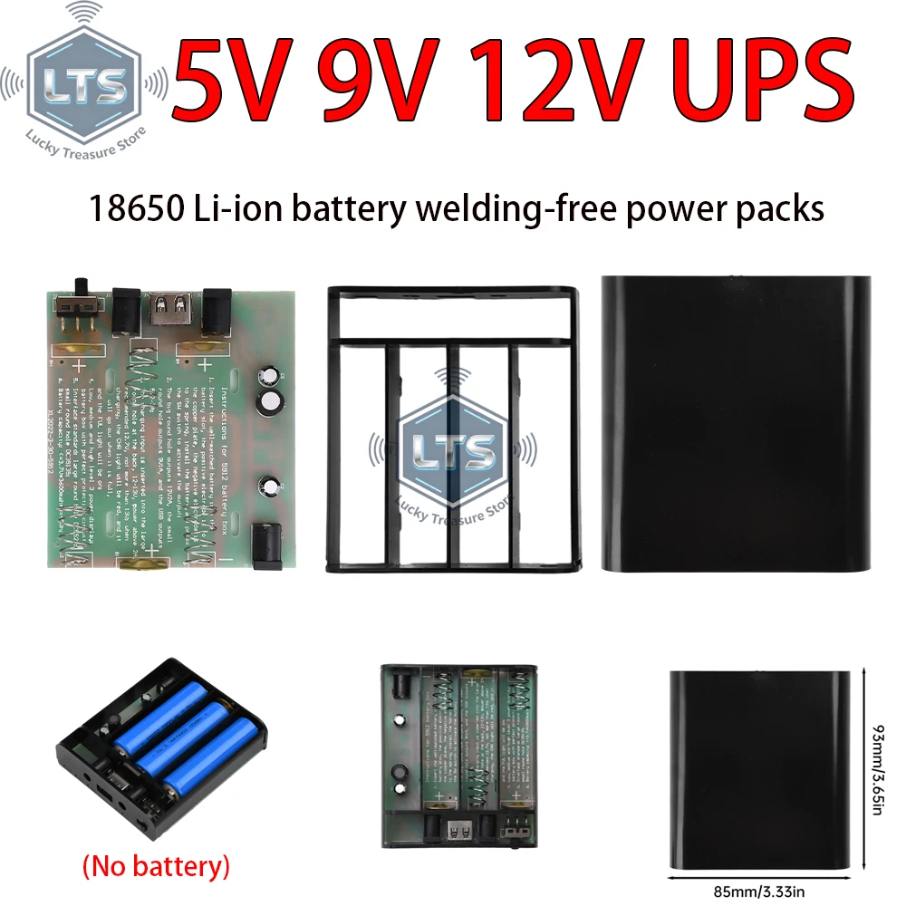 New 5V 9V 12V UPS Lithium Battery Soldering Free Kit 3pcs 18650 Ready to use Router Optical Cat Uninterruptible Power Supply Box