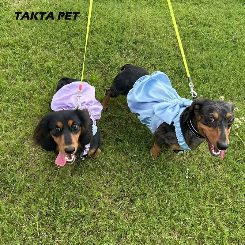 Chaleco de seda helada para dachshund – Falda con lazo y mono suave - imagen 5