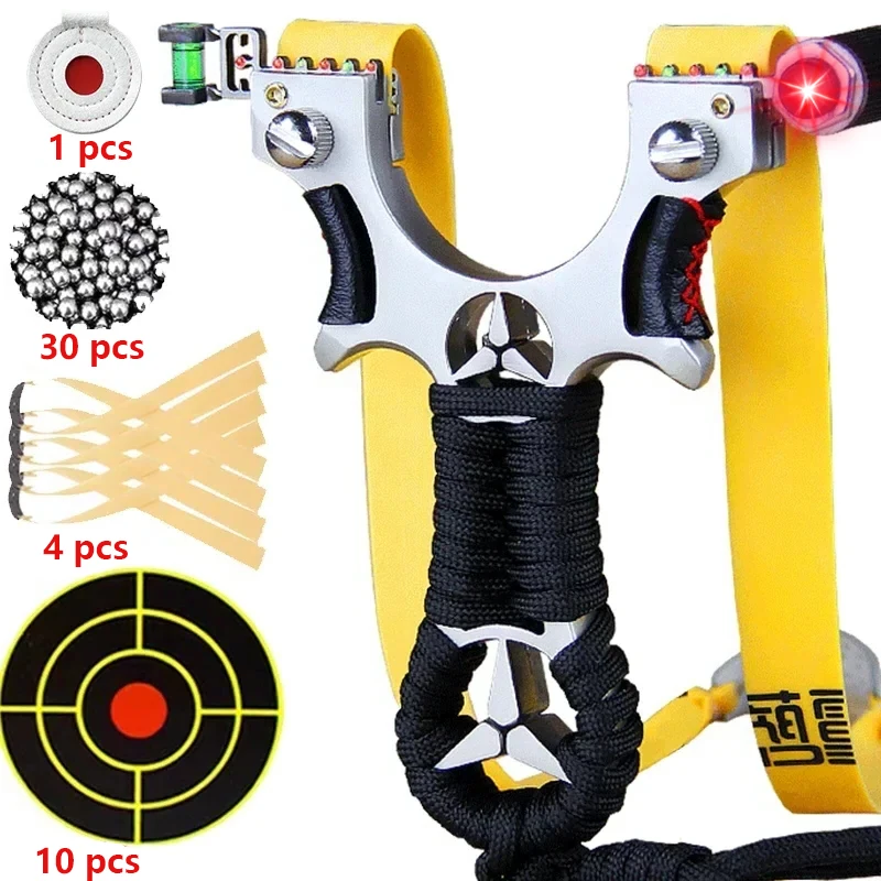 Metal Level Shooting Toys Fast Pressure Wrapped Rope Anti Slip Tirachinas Outdoor Toys Rubber Bands Target Paper Sports Set Caza