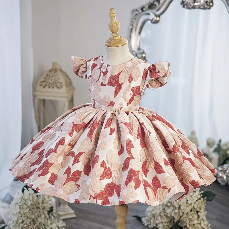 

Girls Spanish Royal Flowers Princess Ball Gown Children Birthday Baptism Party Elegant Boutique Dresses y987