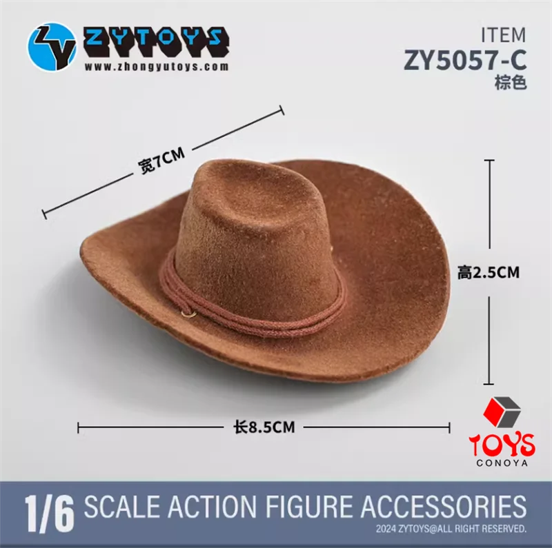 ZYTOYS-Casual Cor Sólida Chapéu Cowboy, Modelo de Acessórios de Roupa, Fit 12 ''Soldado, Action Figure Corpo, 1/6 Escala, Masculino, Chapéu De Cowboy