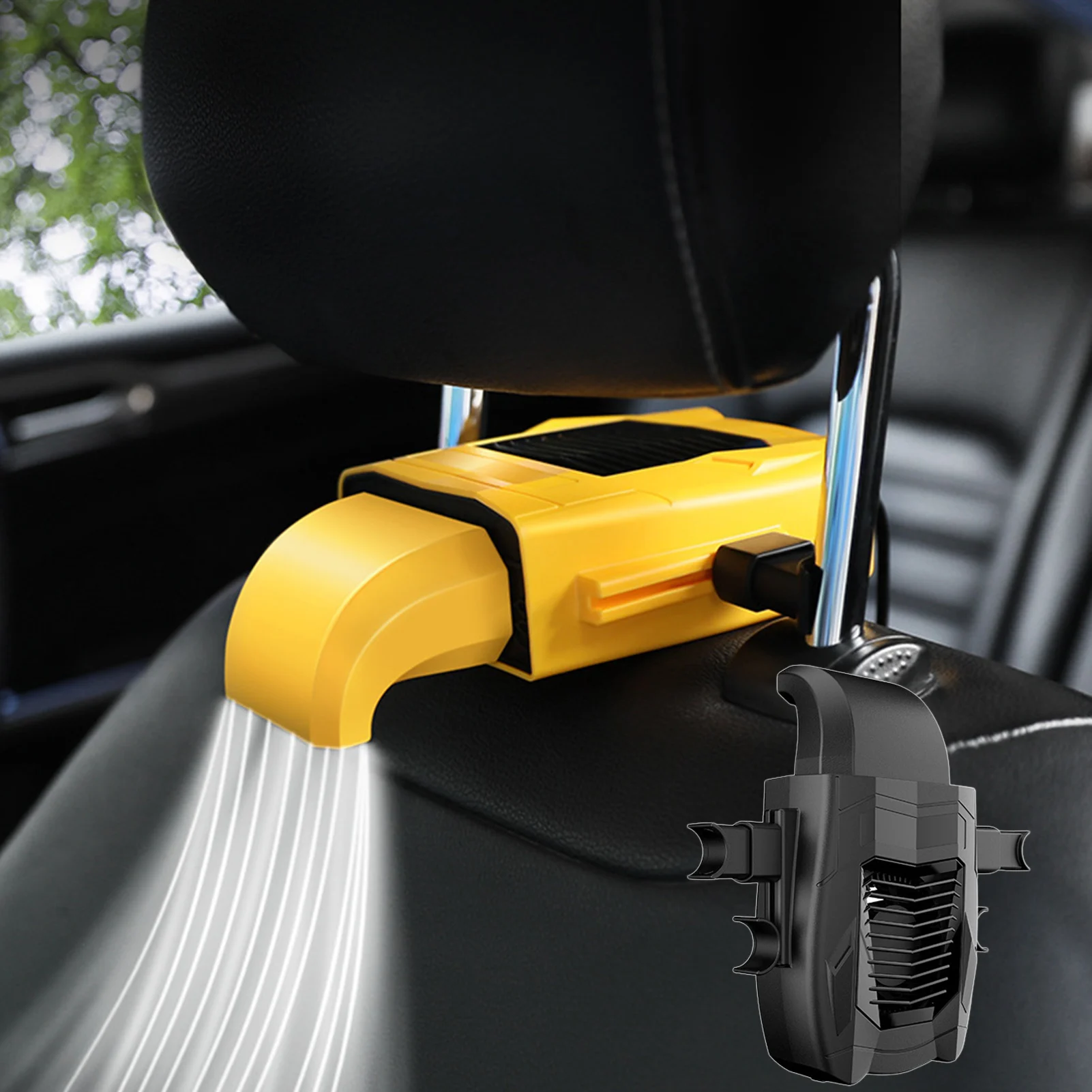 

Car Back Seat Cooling Fan Portable Car Seating Fan 3 Speed Adjustable BackSeating Ventilation Sheet Fan USB Rechargeable Air Fan