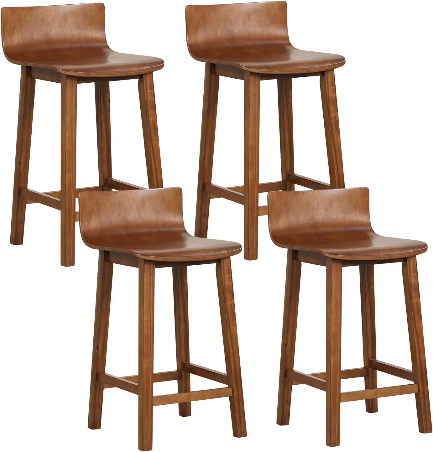 

Giantex 24.5" Bar Stools Set of 4, Counter Height Bar Stools w/Low Back & Footrest, Farmhouse Wooden Bar Dining Chairs, Armless