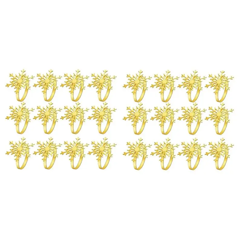 

ABMH-24 шт. Рождественские кольца для салфеток в форме снежинок, держатели для салфеток, декоративные аксессуары для рождественских ужинов, вечеринок, повседневного использования на столе