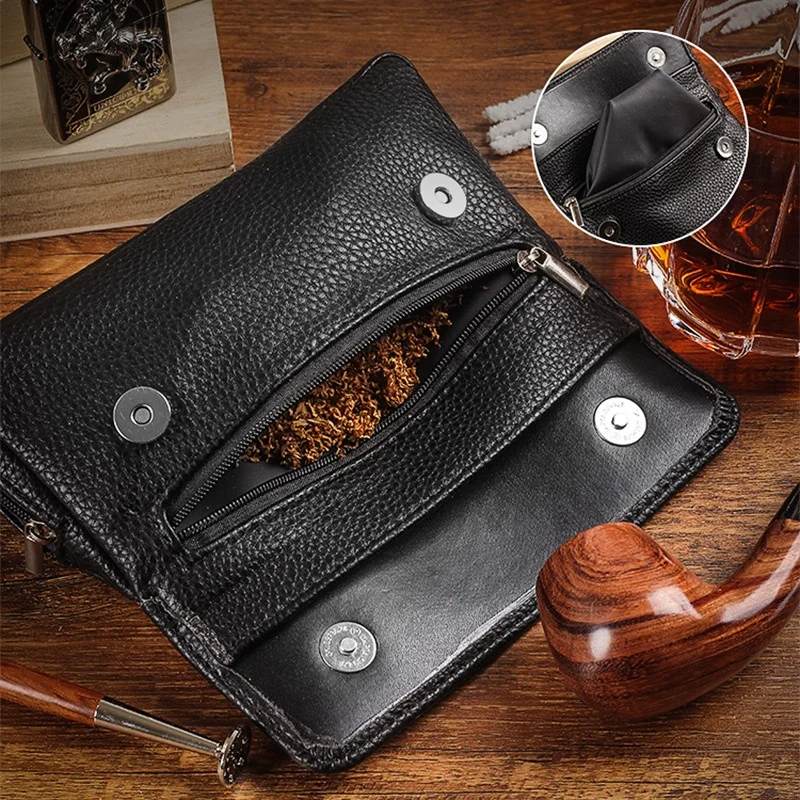 

Portable Leather Tobacco Pipe Bag Handmade Home Travel Storage Pouch Smoking Accessory