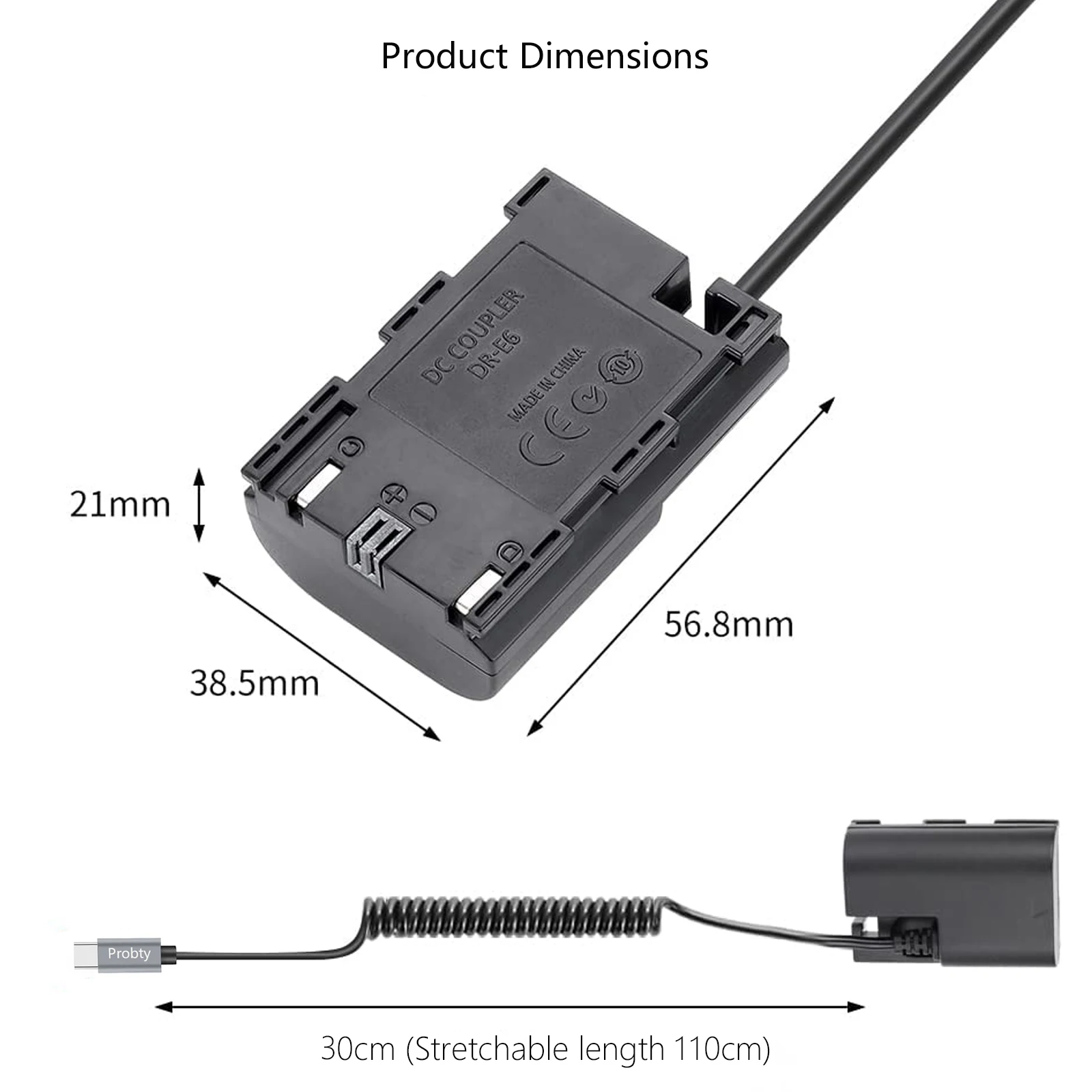 Type-C/USB-C To LP-E6 LP-E6N Dummy Battery DC Power AC Adapter For Canon EOS 5D 6D 7D 90D 80D Mark II III IV 5DS R R5C Camera