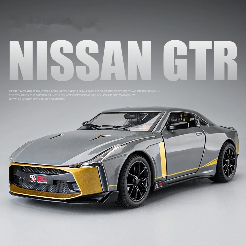 1:24 Niaasn GTR 50 Alloy Sports Car Model Diecasts Metal Toy Race Car Model Sound and Light Simulation Collection Childrens Gift