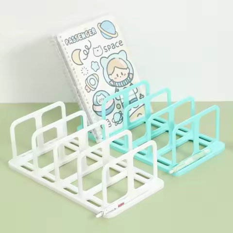 4 Grid Bookends Stand Bookshelf Desktop Decor Storage Rack Bookend Book Holder School Stationery Office Desktop File Organizer