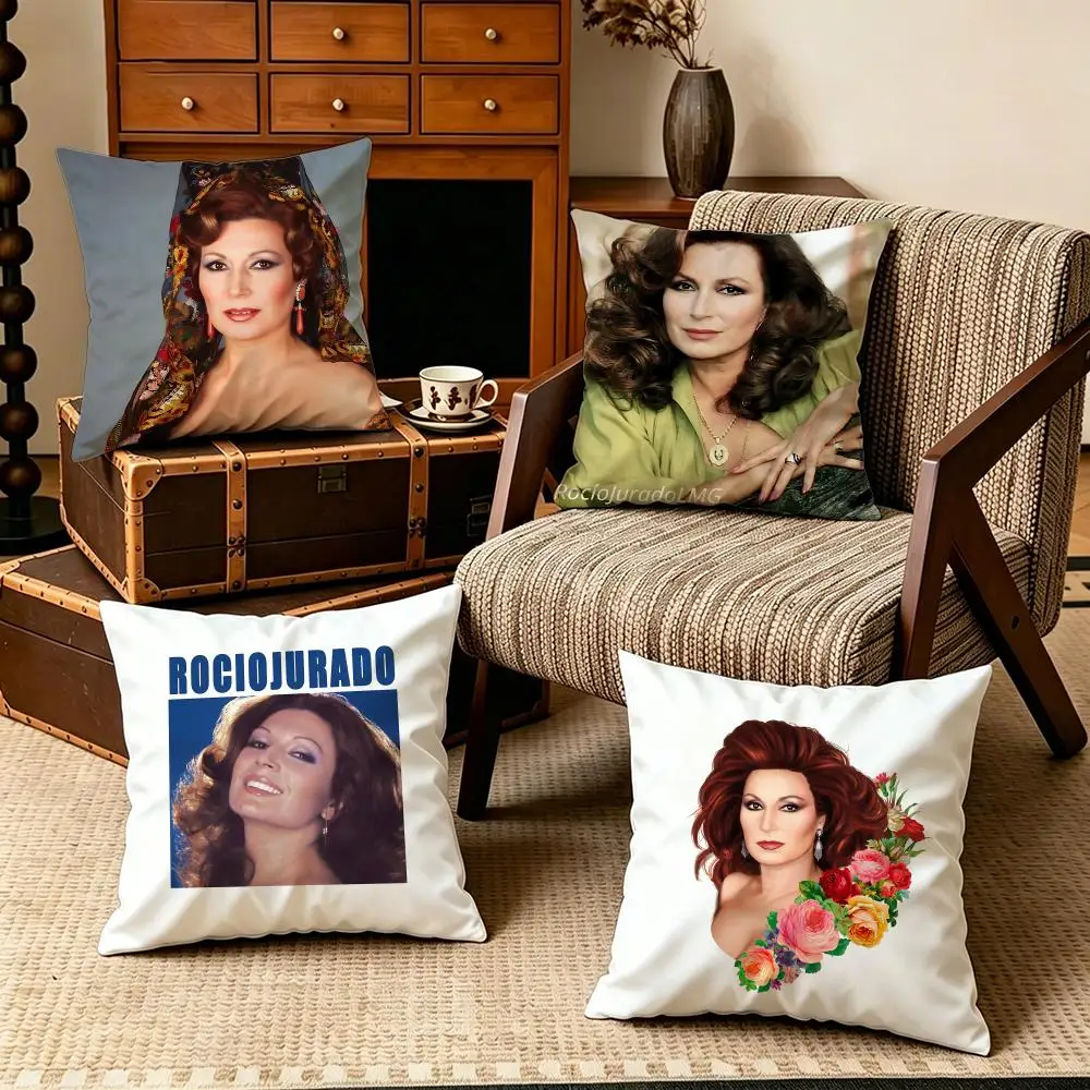 Celebrity-Rocio JuradoS Cushion Cover Soft Velvet Cushion Cover Set 4Pcs 50x50 45x45 Zipper Pillowcase for Home Decor