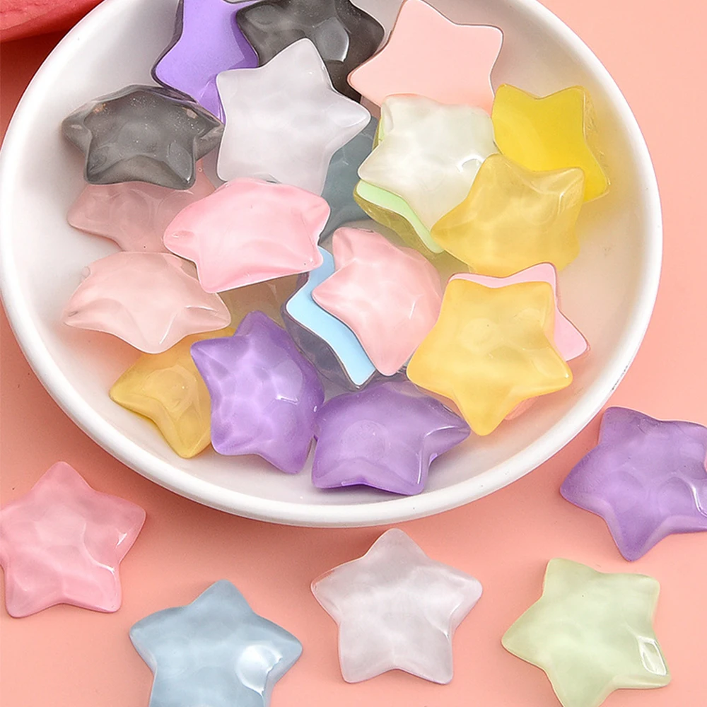 10PCS 22x22 มม.Five Pointed Star Miniature กลับเรซิ่น Cabochons สําหรับ Hairpin Scrapbooking DIY Home Decor CRAFT อุปกรณ์เสริม