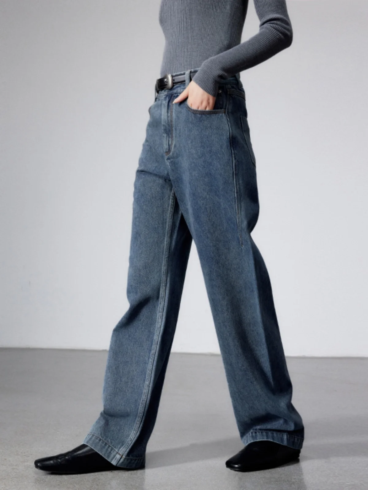 

Женские прямые джинсы с высокой талией River, хлопковые облегающие свободные длинные брюки для поездок на работу