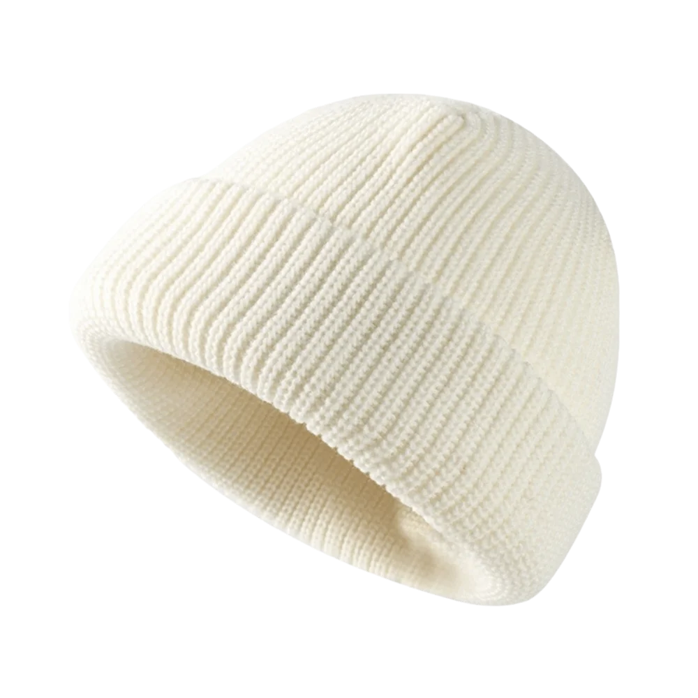 Fashion Elastic Knitted Woolen Cap Windproof Thickened Beanie Hat Solid Color Keep Warm Ear Protection Hat for Women