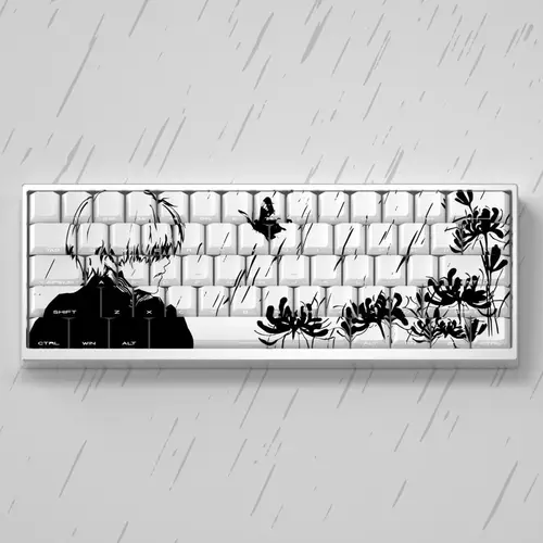 Imagen 2 del producto Teclas Kaneki Ken con tema Tokyo Ghoul de 130 teclas, tapa de tecla fresca, perfil de cereza PBT para teclado mecánico Cherry MX 61 63 64 68 87 104