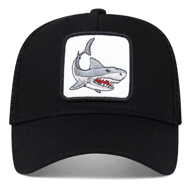 Unisex Shark Patch Embroidery Baseball Net Caps Spring Summer Outdoor Adjustable Casual Hats Sunscreen Hat