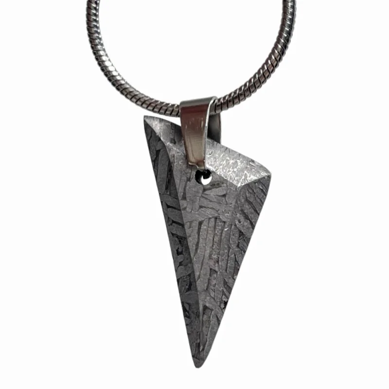 Natural Muonionalusta Iron Meteorite Pendant Precision Cut Triangle Meteorite Necklace Cosmic Stone Collectible Gift LK608