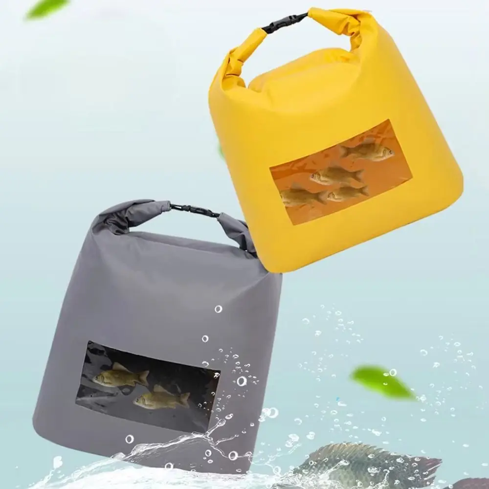 

Large Capacity Folding Live Fish Bag Oxygenation Hole Waterproof Portable Fish Bucket Leak-proof Clear Window Fishing Gear Bag