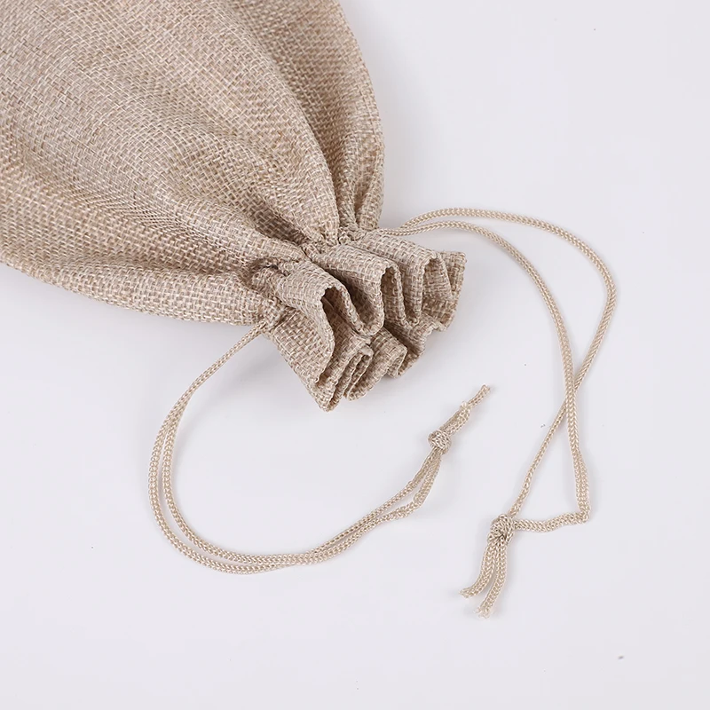 50pcs/lot Natural Jute Bags For Party Gift Packaging Bag Storage Drawstring Linen Pouches Add Logo 7*9 10*14 13*18 15*20 17*23cm