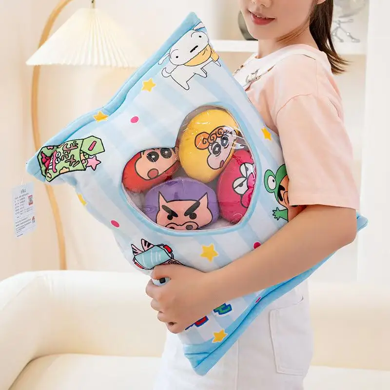Miniso mais recente lápis shin chan lanches pacote de presente brinquedos de pelúcia dos desenhos animados anime bonito casa presentes de aniversário das crianças bonecas divertidas