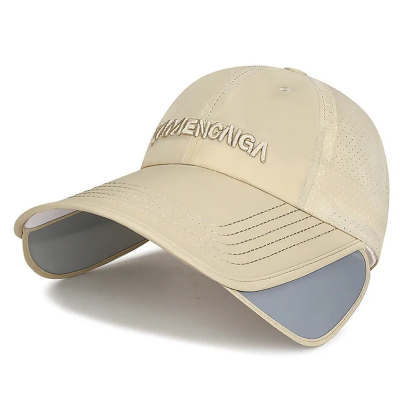 

New Summer Retractable Sun Visor Mesh Hats For Men And Women Breathable Baseball Caps Extended Brim Sunscreen Fishing Cap