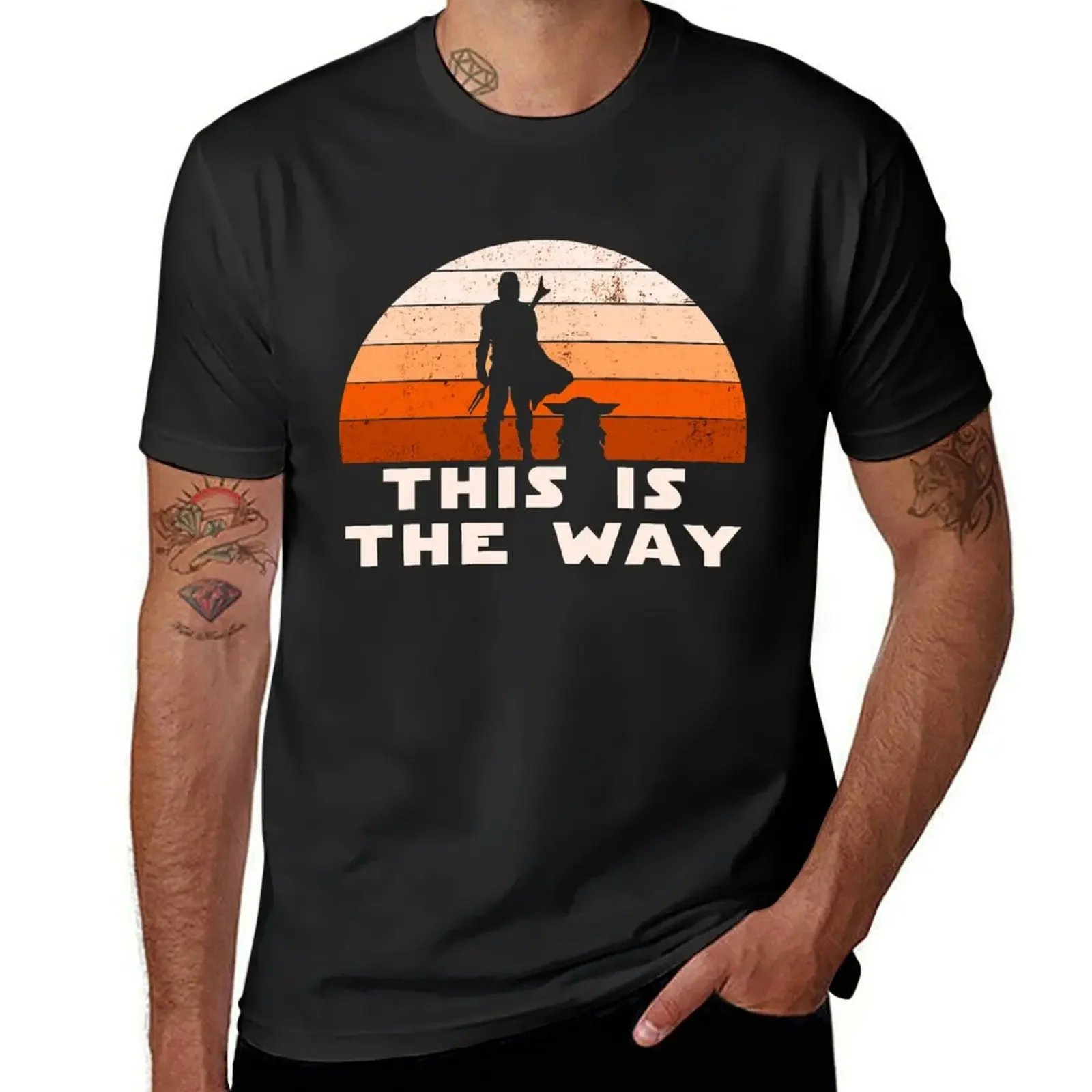 Mando Retro This is The Way and the Baby Sunset T-Shirt korean fashion aesthetic clothes anime shirts men