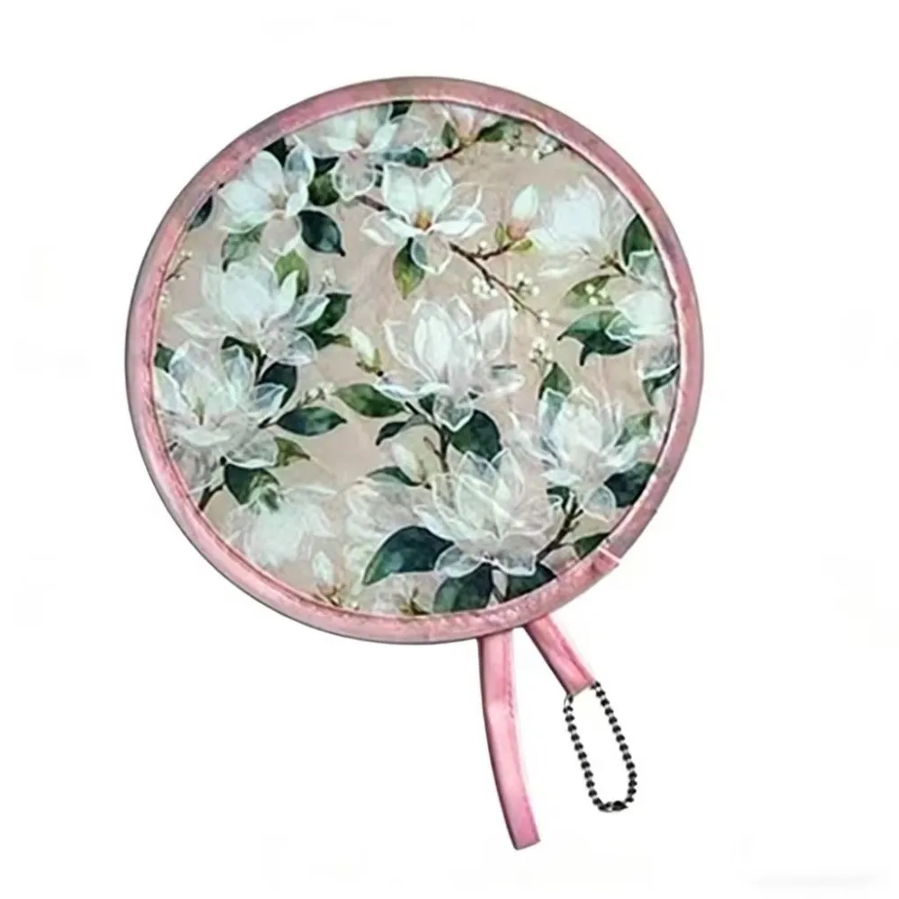 NEW 8 Styles Round Foldable Fan Lightweight with Storage Bags Hand Fans Portable Cooling Fans Summer Outdoor