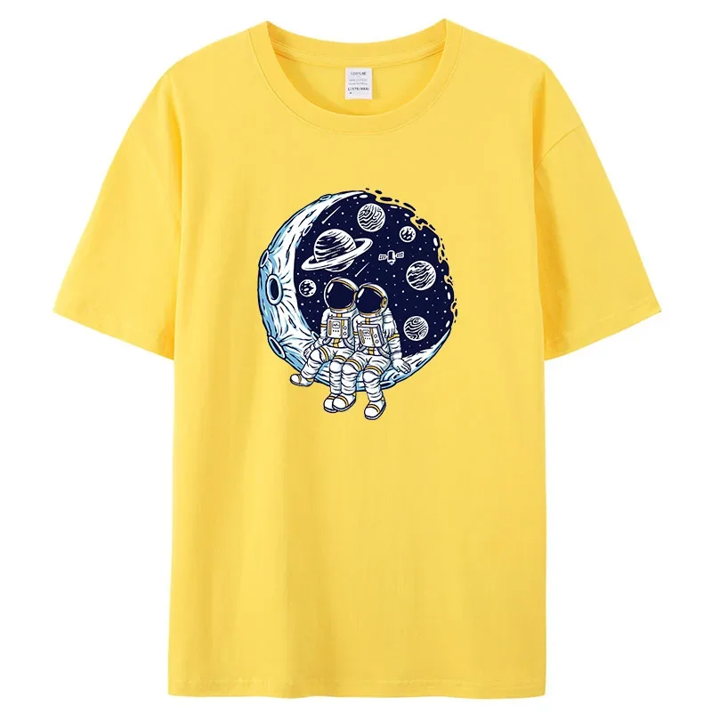 Bitcoin Crypto BTC To The Moon T Shirt Men 100% Cotton T-shirt Streetwear Tshirt Short Sleeve Astronaut Cryptocurrency Tees Tops