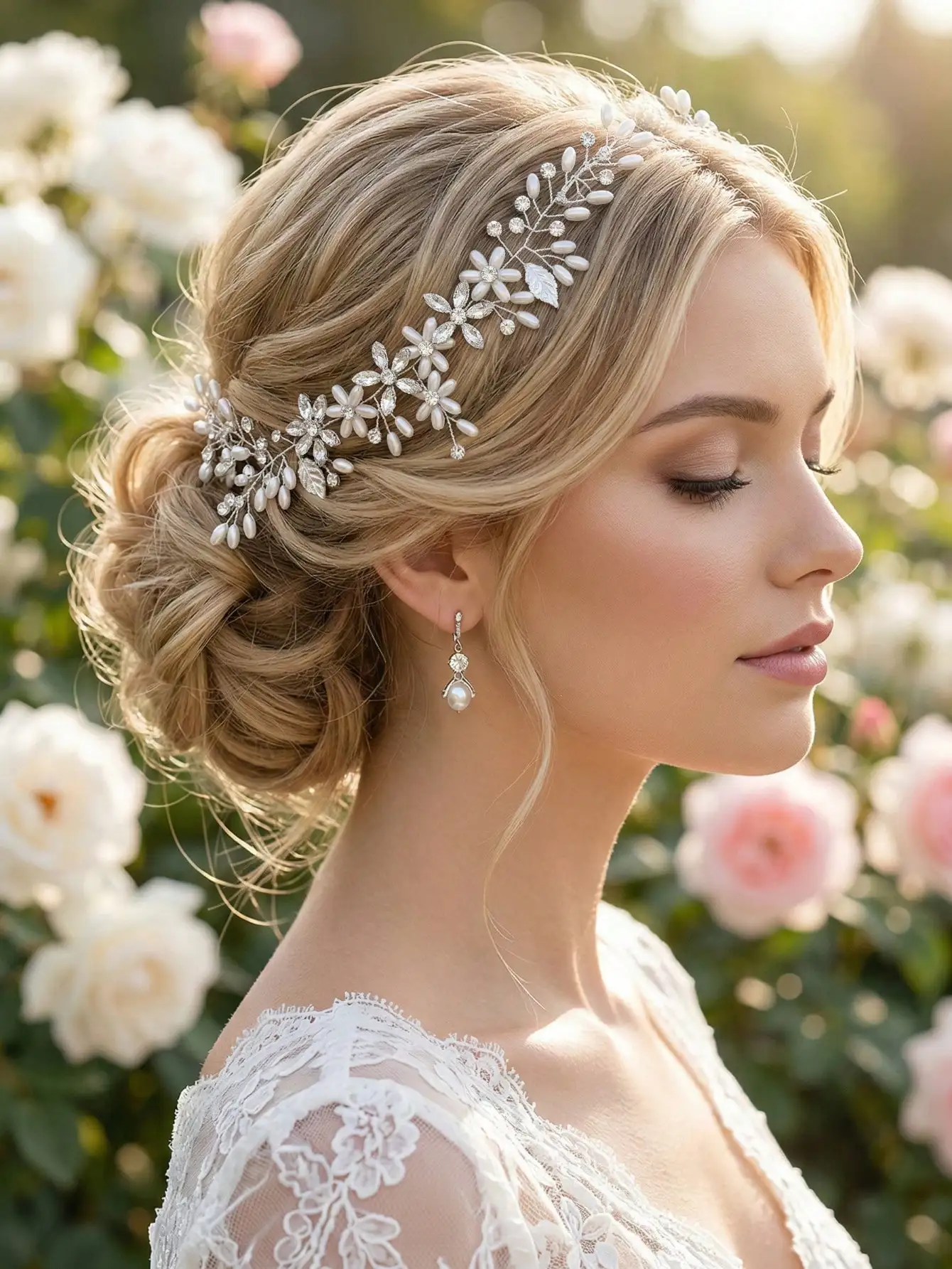 

1pc Elegant Silver Flower & Faux Pearl Bridal Hair Accessory, Romantic Crystal Wedding Hair Comb With Double-Sided Teeth, Delicate Floral Bride & Bridesmaid Hair Decoration