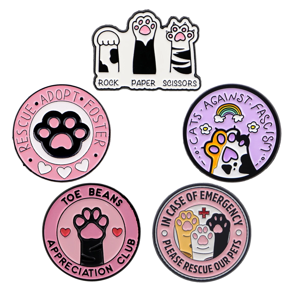 

5pcs/set Cute Cat Paw Print Enamel Pin Brooches For Women Lapel Pins Badge on Backpack Clothing Accessories Fashion Jewelry Gift