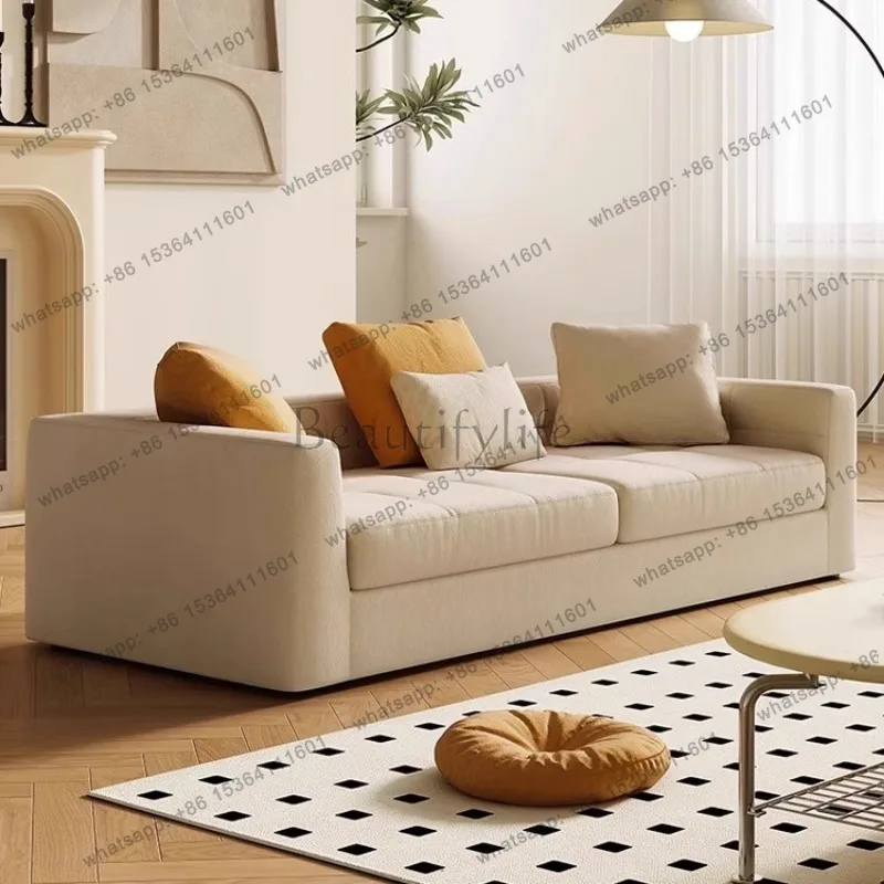 LJY Elegant Beige Living Room Sofas Filler Reclining Nordic Luxury Compressed Sofas Modern Replica Woonkamer Banken Unique Furni