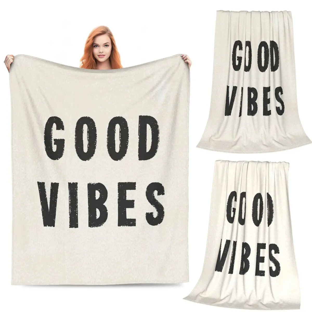 

Good Vibes Blankets Fleece Sofa Throw Blanket Super Soft Throw Blankets for Couch Bedding Office Throws Bedspread Quilt