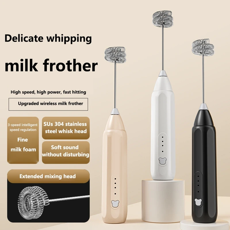 

Mini Handheld Egg Beater Electric Coffee Mixer 3-Speed Smart Adjustment Rechargeable Portable Home Use Quiet Milk Frother
