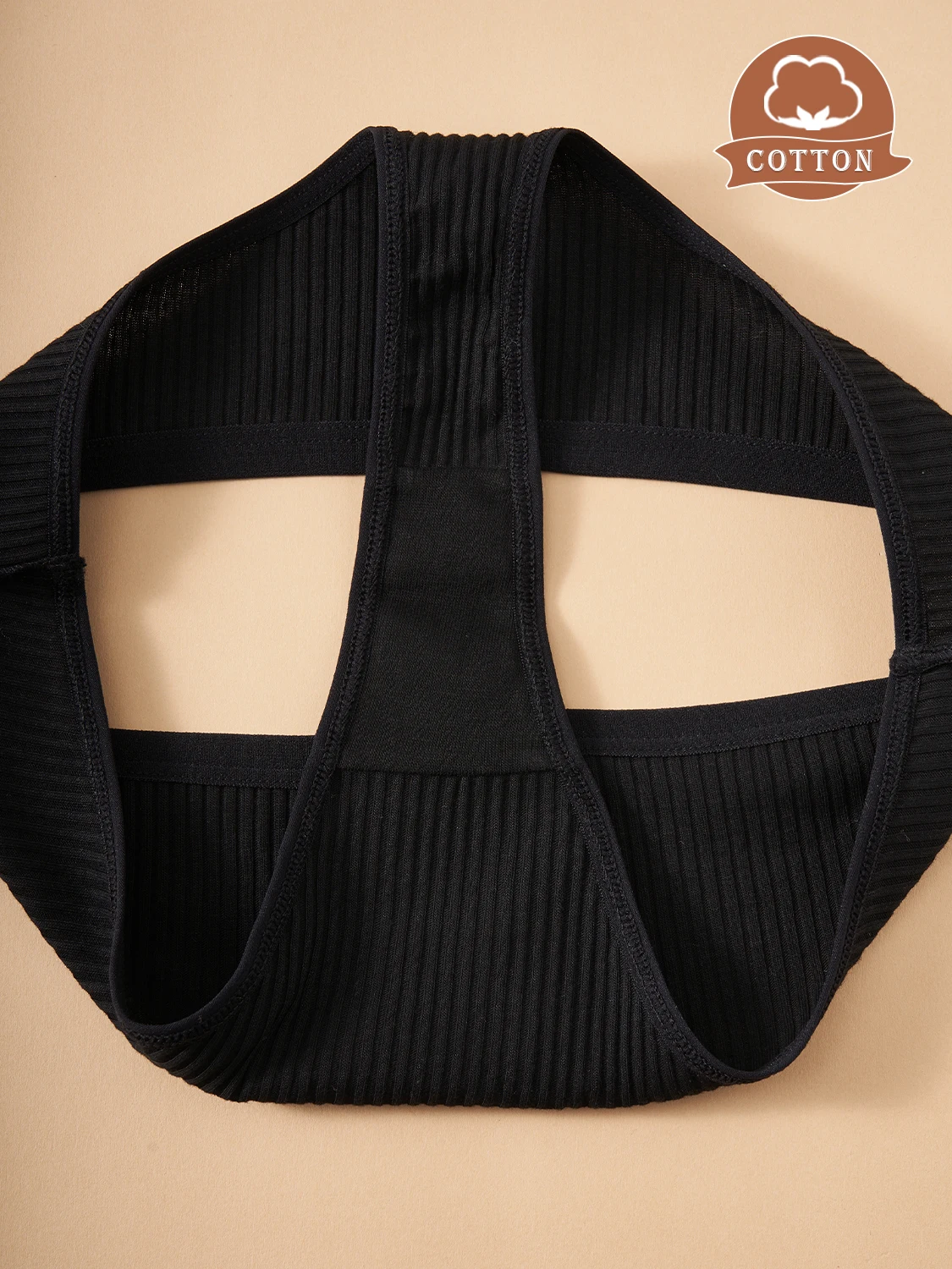 7PCS New Black Cotton Women's G-Strings Female Low Rise Striped Thongs Panties Sexy Bikini Breathable T-Back Intimates Lingerie - Image 5