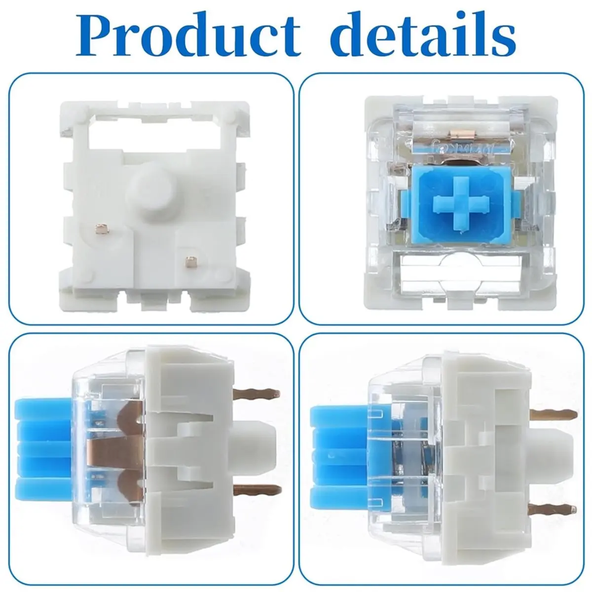 New Electronics 50 PCS Mechanical Keyboard Switches 3 Pin Blue Clicky Switches Dustproof Keyboard Clicker Keys Replacement