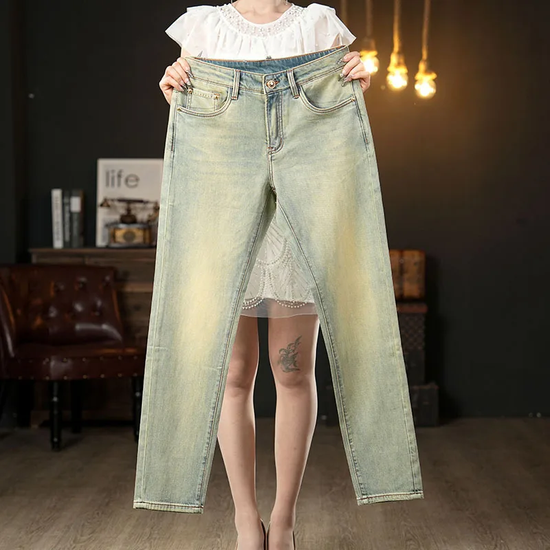 

Men's jeans 2025 summer new trendy brand slim fit small foot trend fashionable casual thin retro denim pants
